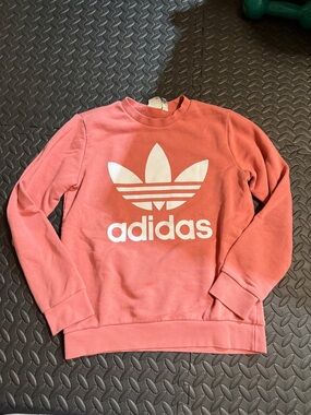 Girls adidas Pink Crewneck Sweatshirt with White Trefoil